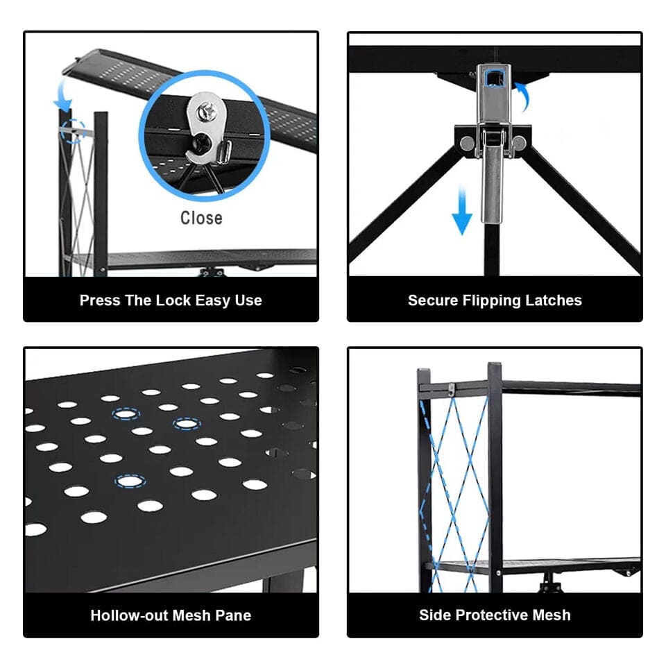 3 Layer Folding Kitchen Rack, Kitchen Metal Folding Shelves With Wheels, Household Sundries Finishing Balcony Floor Storage Rack, Multi Level Folding Shelves with Wheels, Multifunctional 3 Tier Storage Cart 3 Layer Folding Kitchen Rack, Kitchen Metal Folding Shelves With Wheels, Household Sundries Finishing Balcony Floor Storage Rack, Multi Level Folding Shelves with Wheels, Multifunctional 3 Tier Storage Cart